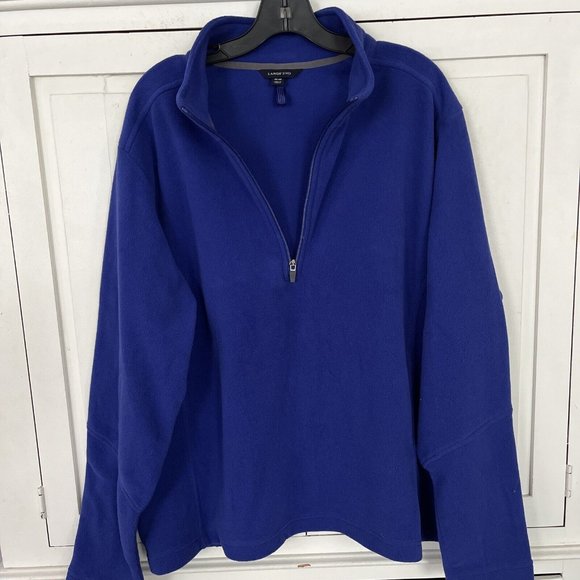 Lands' End Men's Fleece Jacket XL Blue Half Zip Pullover - Picture 3 of 6